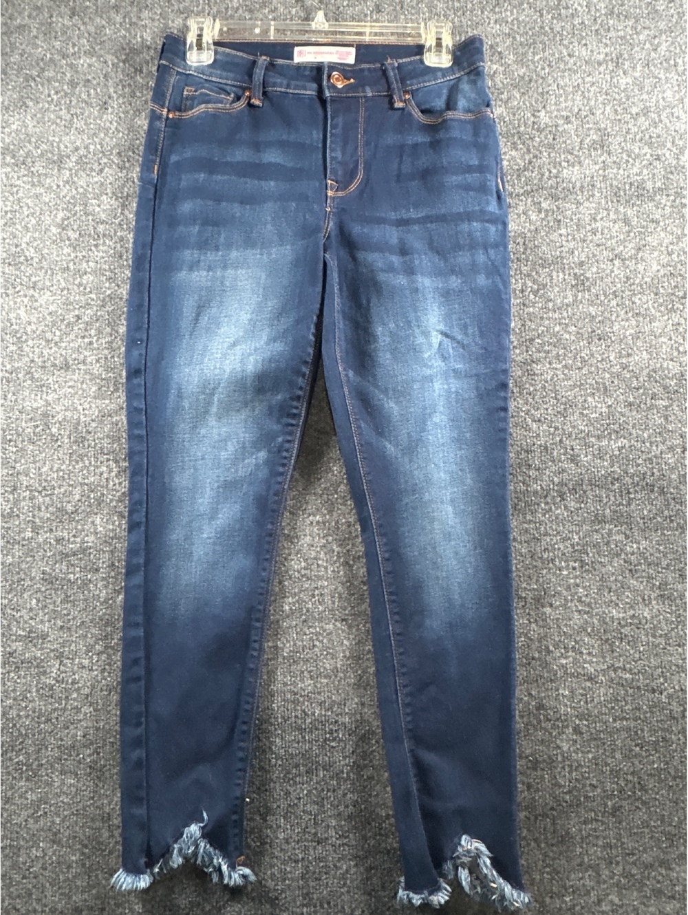 No Boundaries Womens Skinny Jeans Size 9 Dark Wash Stretch Distressed Raw Hem